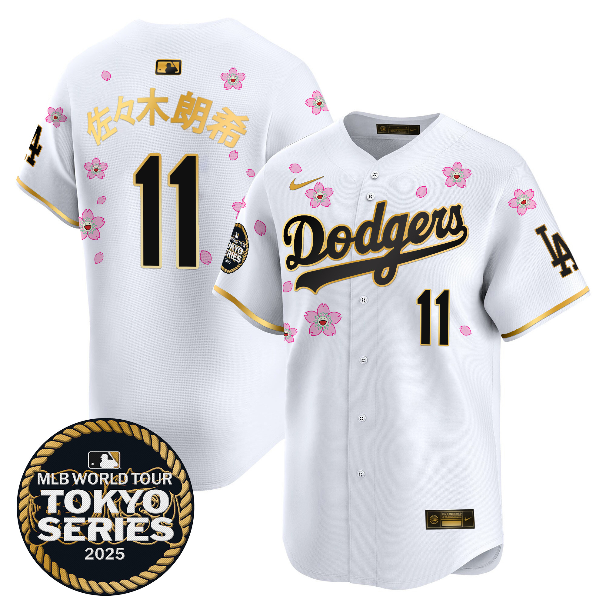 Men Los Angeles Dodgers 11 R Sasaki Tokyo Series white Limited Stitched 2025 Jersey 4